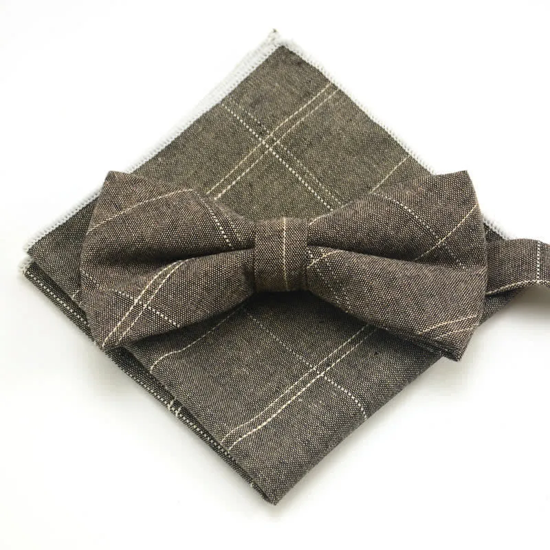 2Pcs Men's Classic Plaid Bow Tie Set