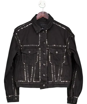All Saints Black Bella Studded Relaxed Denim Jacket UK 6