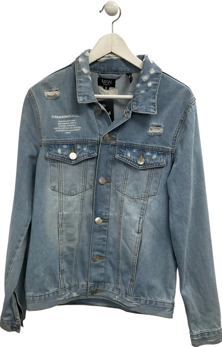 boohooMan Blue Slim Fit Denim Jacket UK M