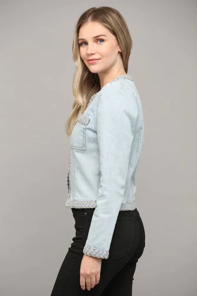Braided Trim Jean Jacket