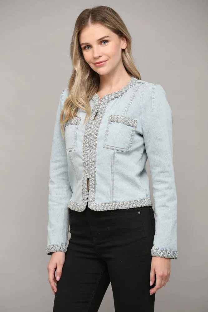 Braided Trim Jean Jacket