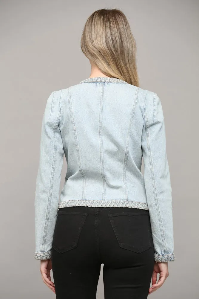 Braided Trim Jean Jacket