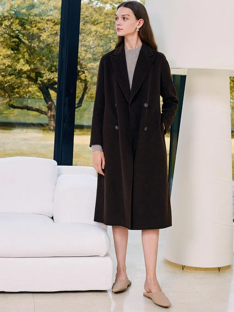Brown Double-Breasted Woolen Coat