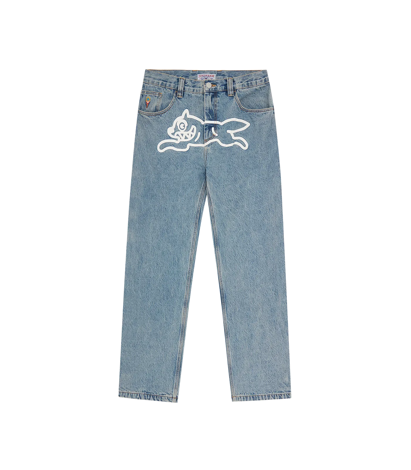 CHECK LINED DENIM PANTS - VINTAGE WASH BLUE