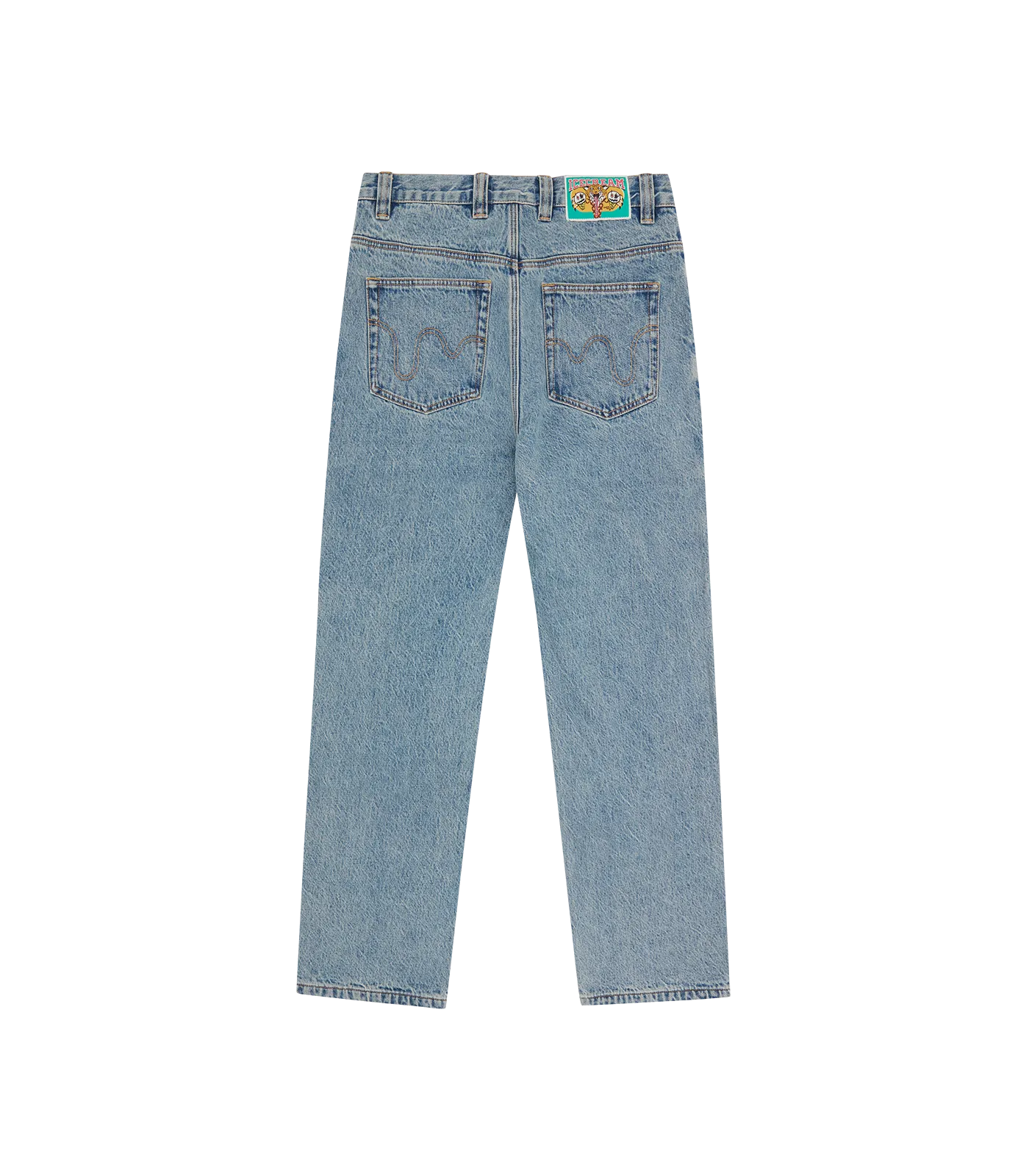CHECK LINED DENIM PANTS - VINTAGE WASH BLUE
