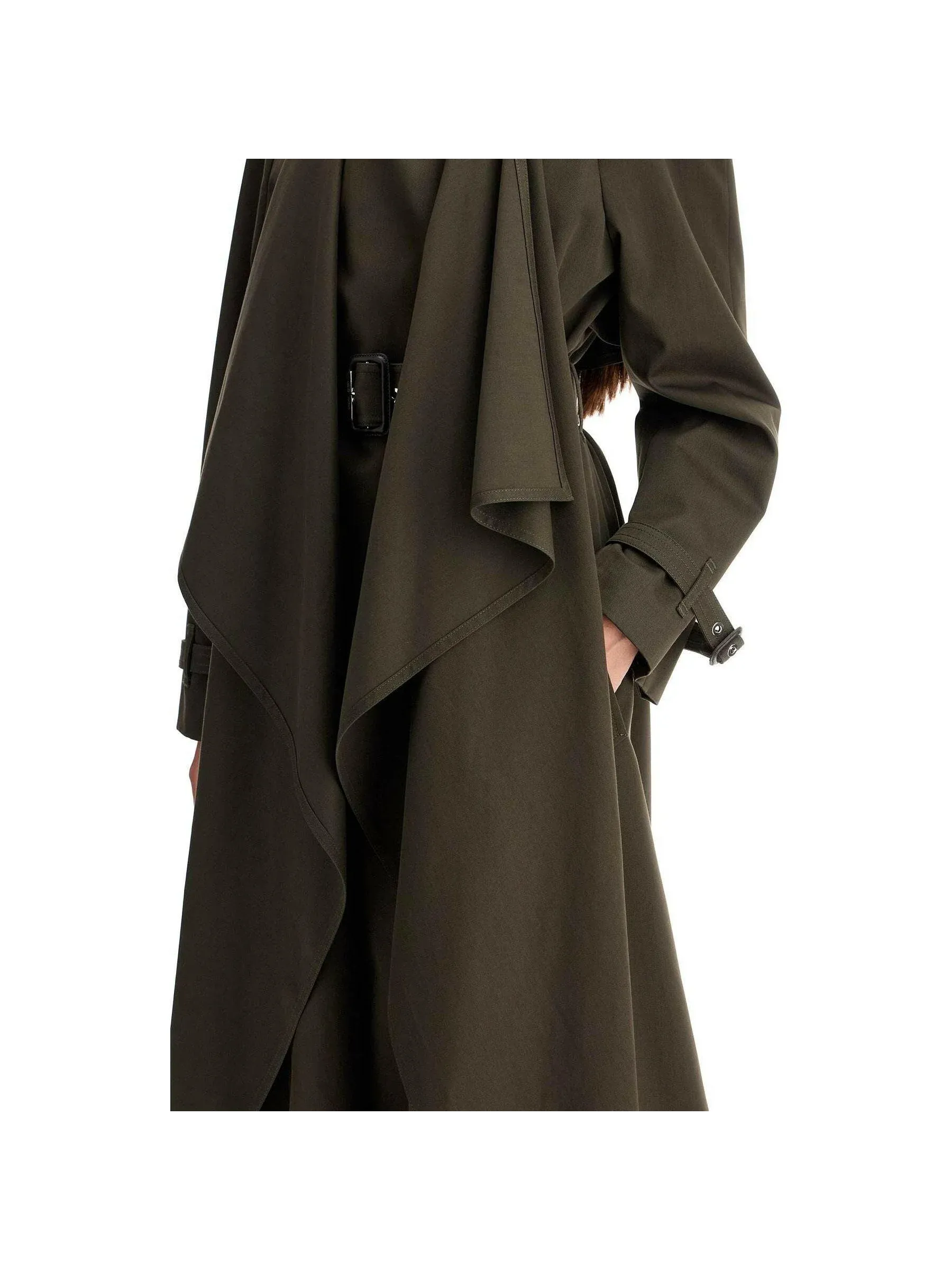 Draped Trench Coat in Wool