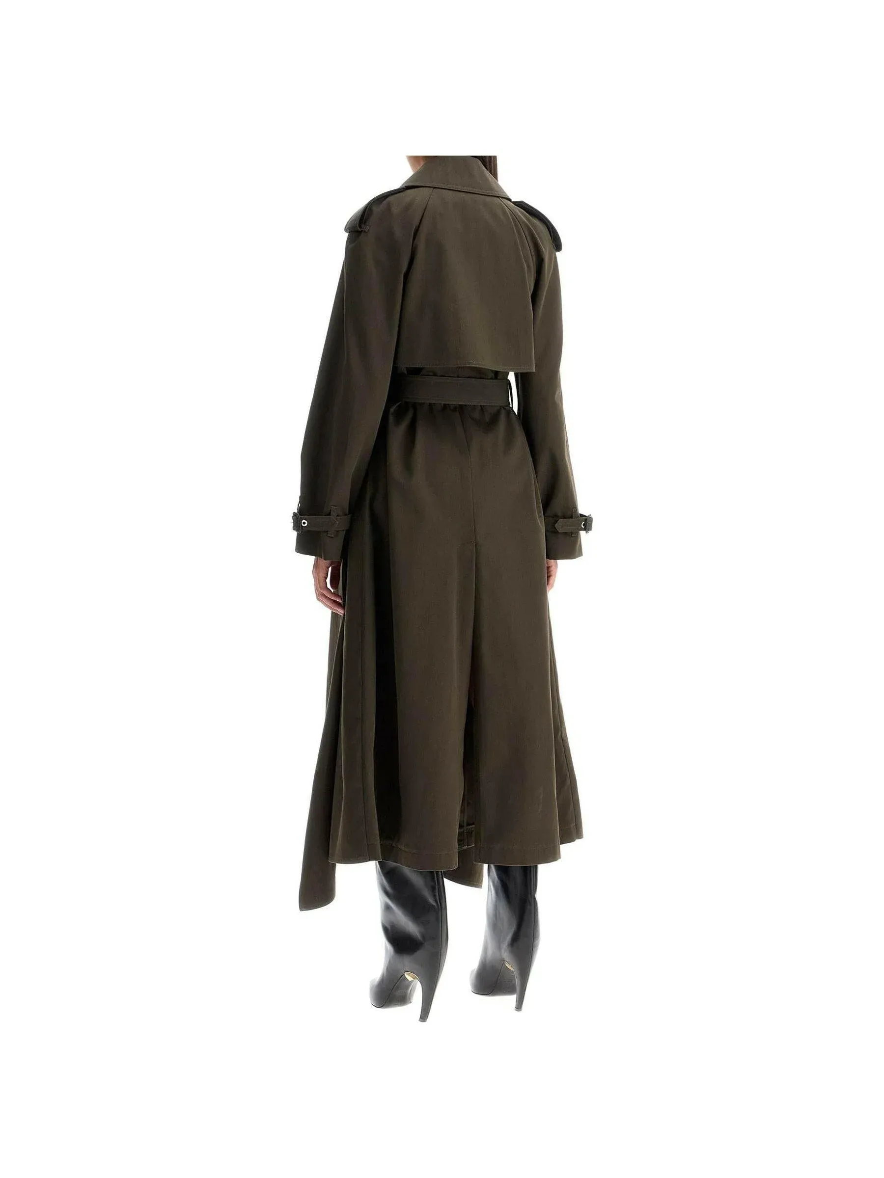 Draped Trench Coat in Wool
