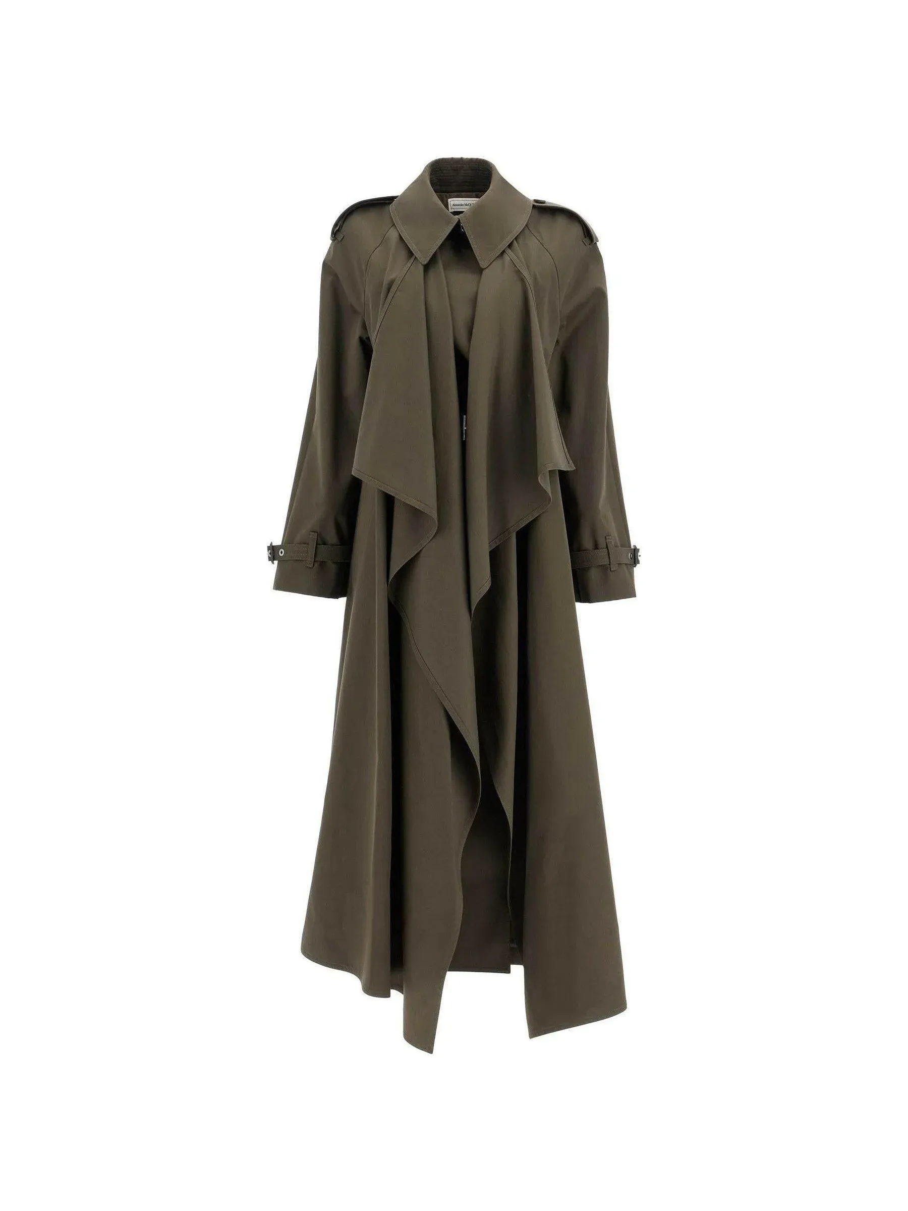 Draped Trench Coat in Wool
