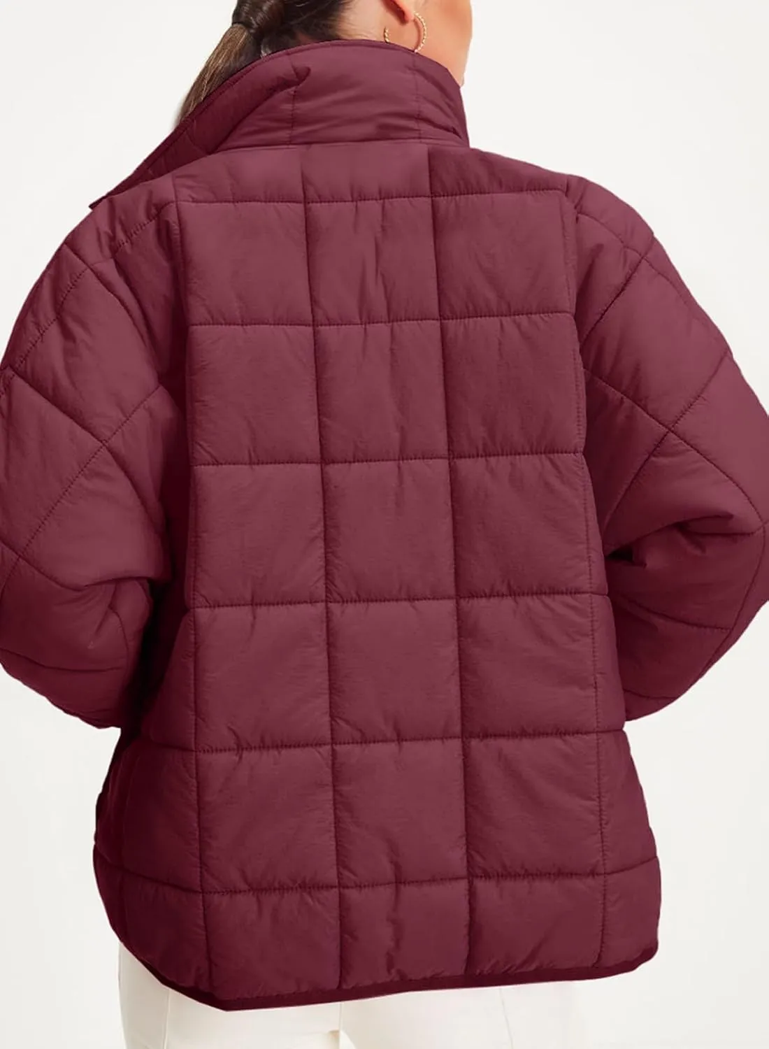 EVALESS Womens Quilted Puffer Jackets Lightweight Long Sleeve Zip Up Winter Coats Fashion 2024 Fall Outfits With Pockets