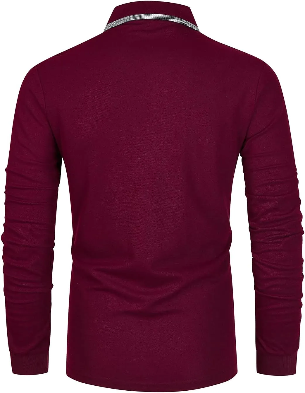 GHYUGR Men's Classic Plaid Splicing Long Sleeve Golf Polo Real Pocket Business Casual T-Shirt