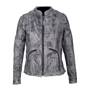 HML638WB Ladies Lightweight Acid Wash Goat Skin Leather Jacket