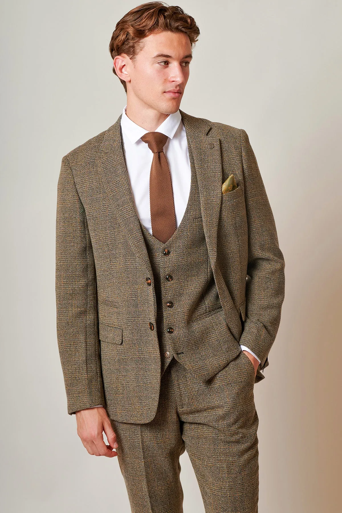 KRIS - Tan Tweed Three Piece Suit