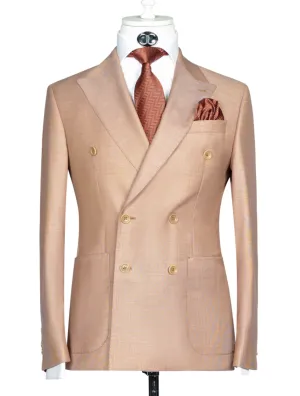 Lanificio Mario - Peach double breasted 2 - piece slim fit suit with patch pockets