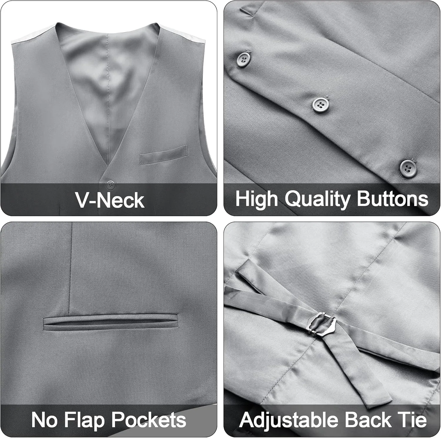 MAGE MALE Men's 3 Pieces Solid One Button Suit Elegant Slim Fit Single Breasted Party Tuxedo Blazer Vest Pants Set