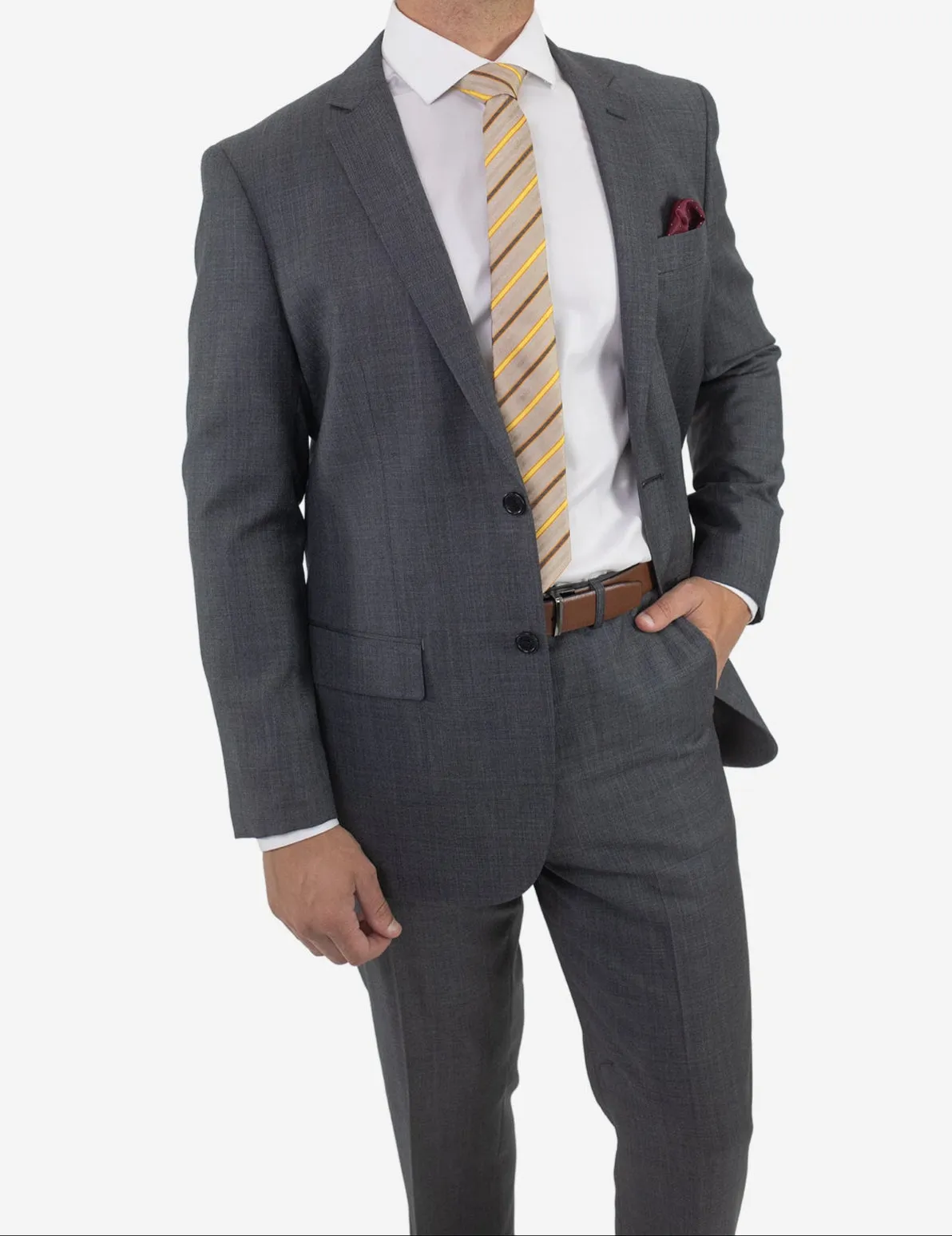 Men's Grey Graph Check Slim Fit Wool Suit