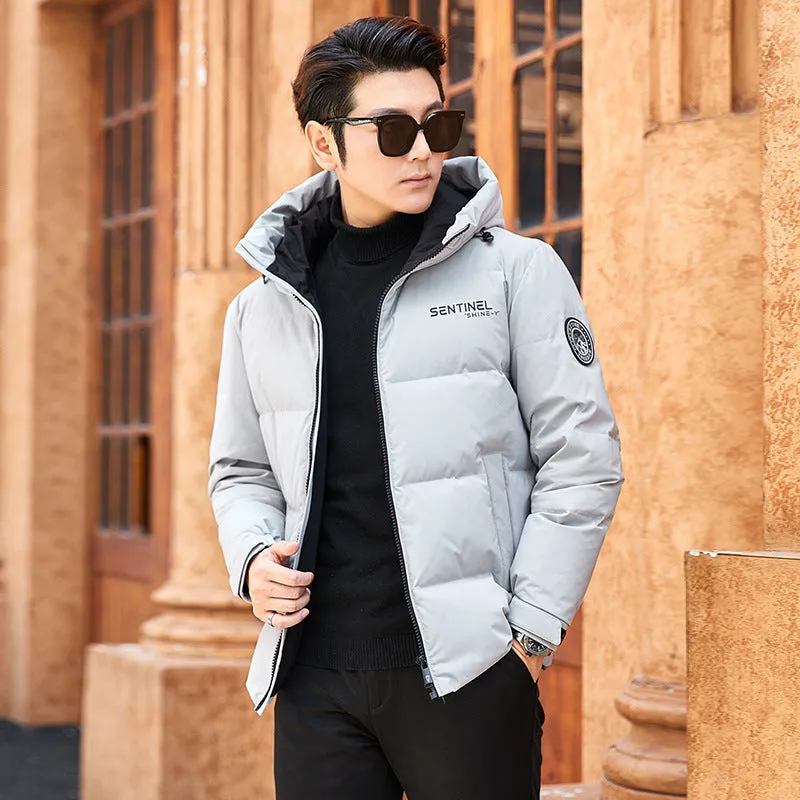 Men's New White Duck Hooded Down Jacket