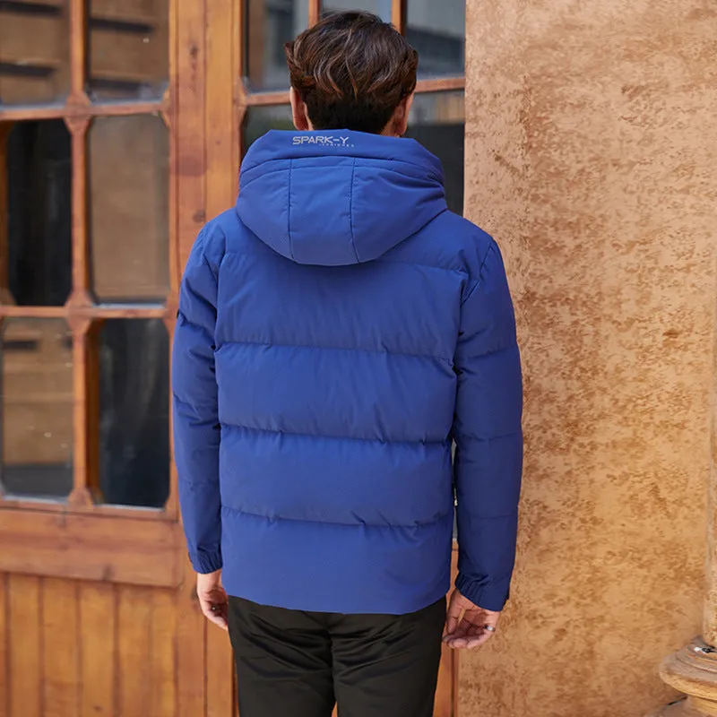 Men's New White Duck Hooded Down Jacket