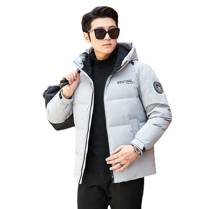 Men's New White Duck Hooded Down Jacket