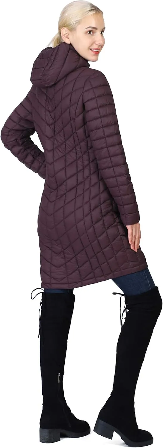 Outdoor Ventures Women's Maryan Hooded Ultra Lightweight Warm Thermolite Long Puffer Coat