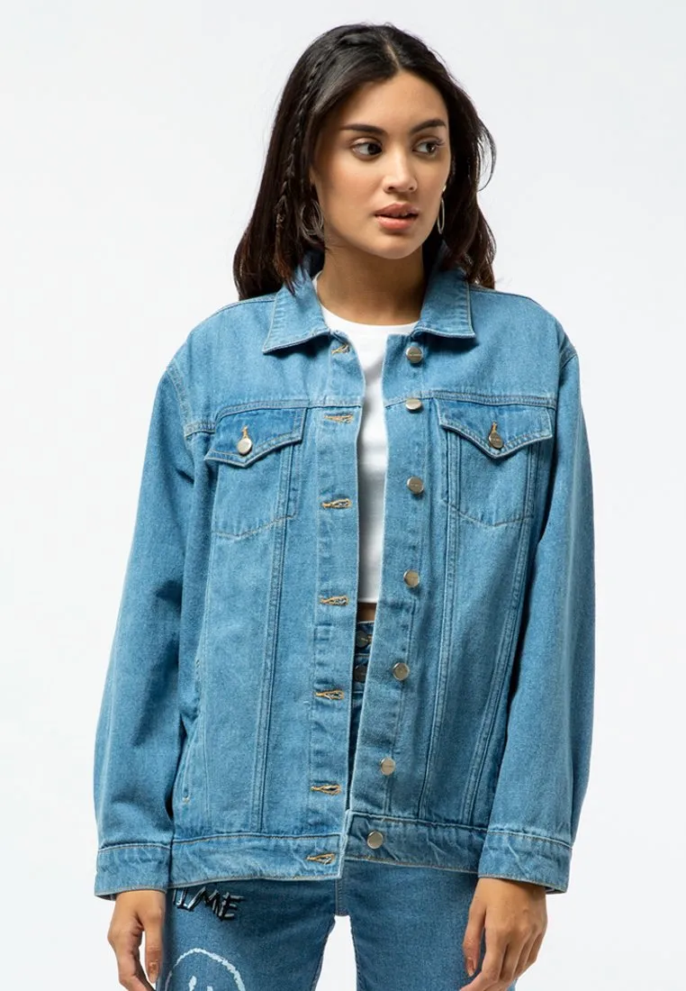 Oversized Printed Denim Jacket