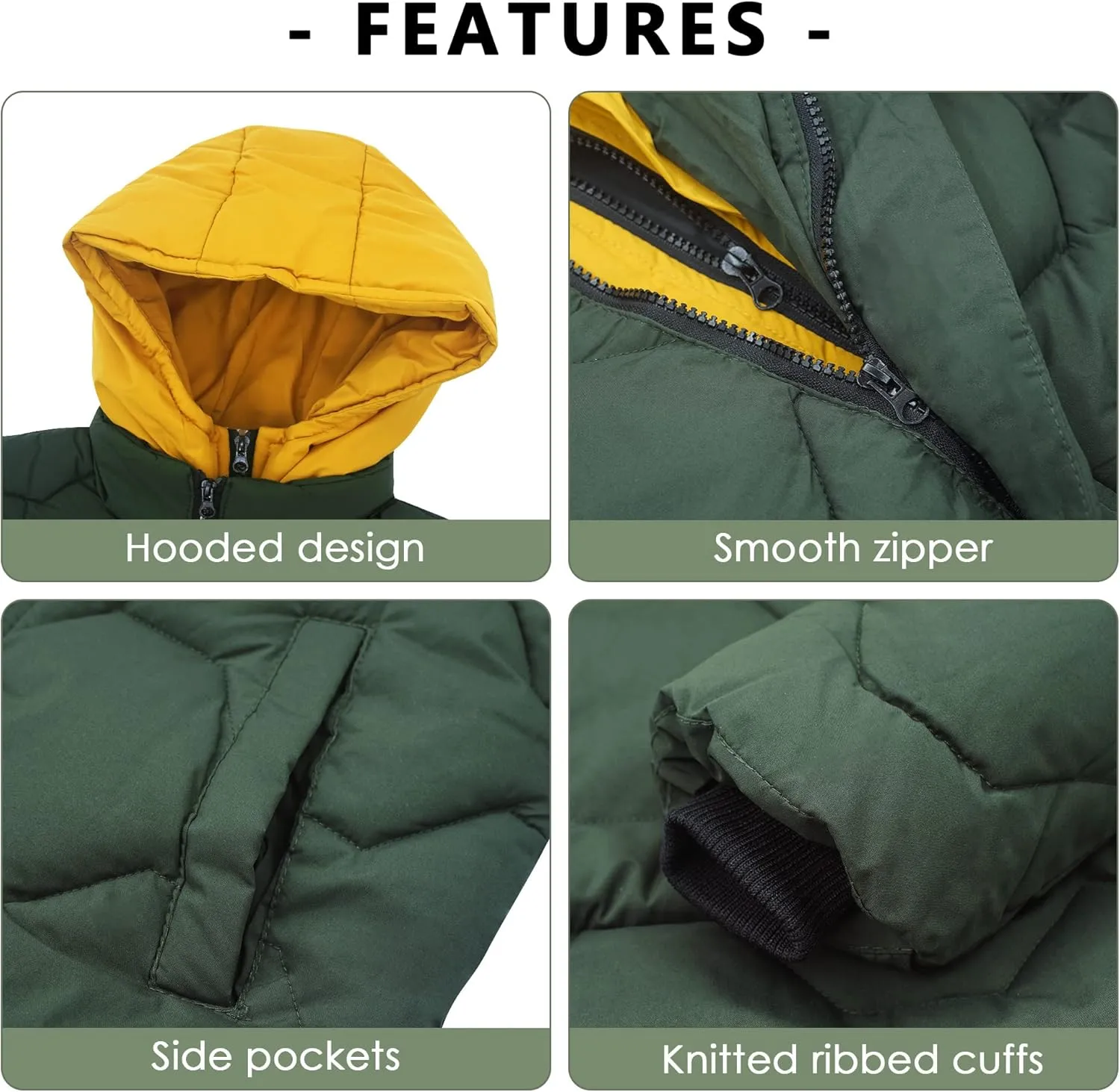 Panegy Boys Long Winter Puffer Coat 4-10 Years Toddler Kids Boy Thick Warm Hooded Coat
