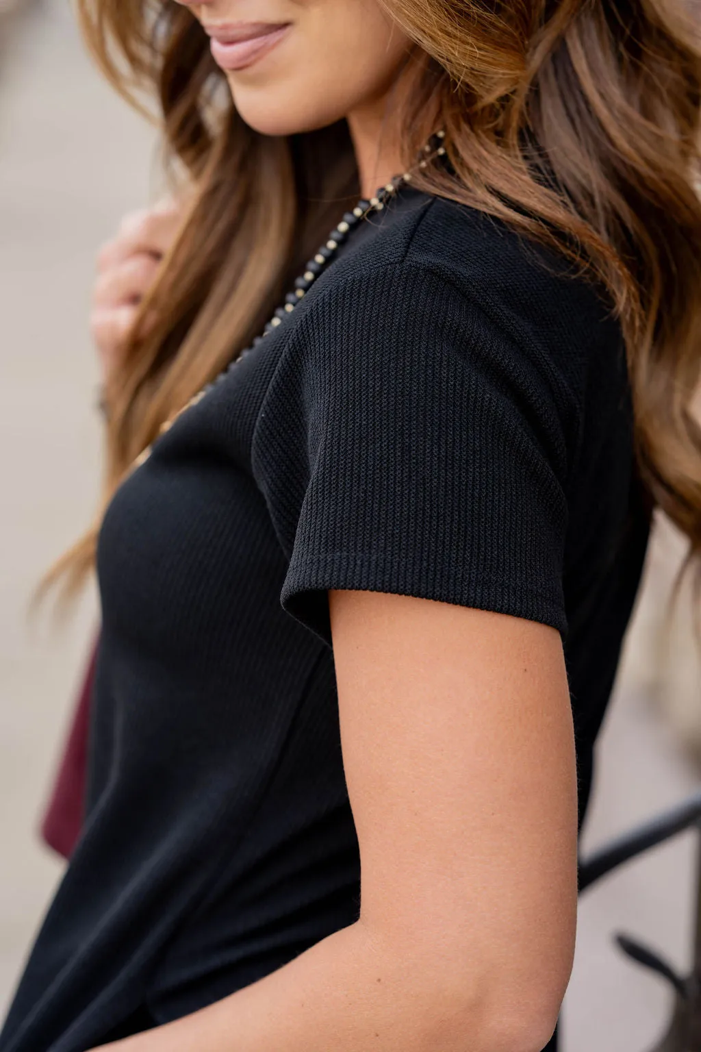 Side Slit Short Sleeve Midi Dress