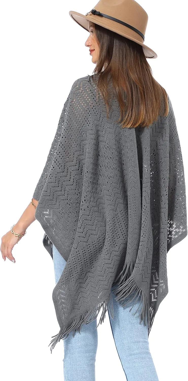 Soul Young Knitted Poncho Sweater for Women Ladies Pullover Wraps Cozy Topper shawl Cape
