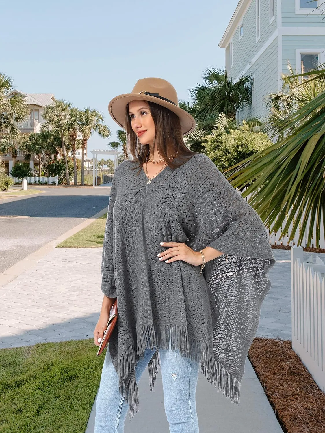 Soul Young Knitted Poncho Sweater for Women Ladies Pullover Wraps Cozy Topper shawl Cape