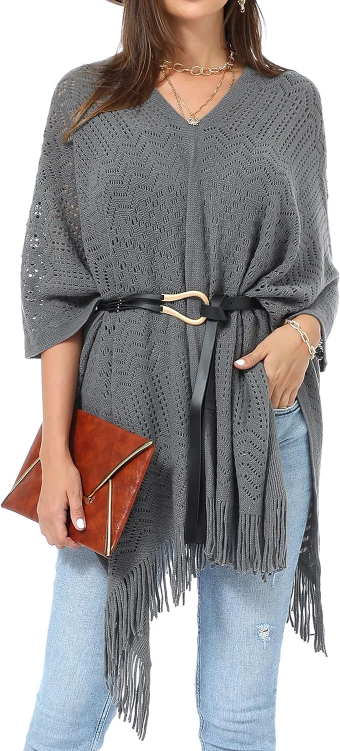 Soul Young Knitted Poncho Sweater for Women Ladies Pullover Wraps Cozy Topper shawl Cape