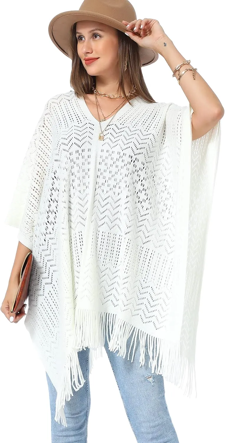 Soul Young Knitted Poncho Sweater for Women Ladies Pullover Wraps Cozy Topper shawl Cape