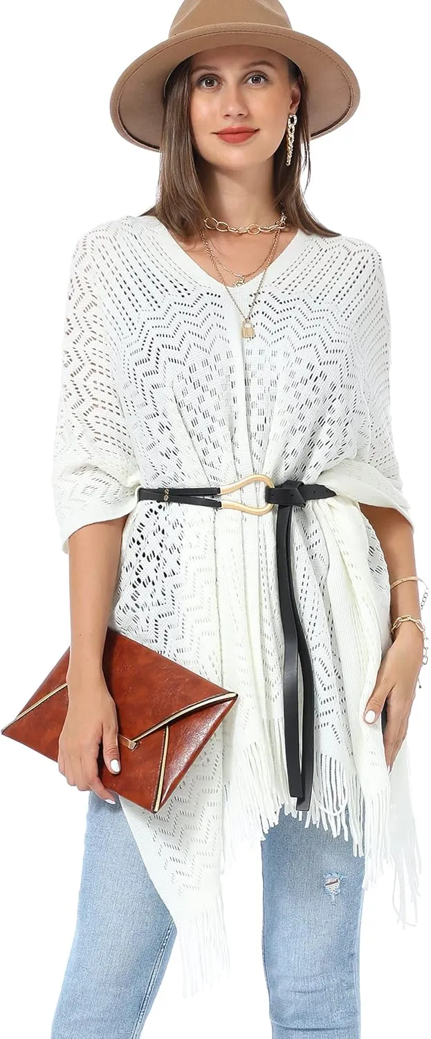 Soul Young Knitted Poncho Sweater for Women Ladies Pullover Wraps Cozy Topper shawl Cape