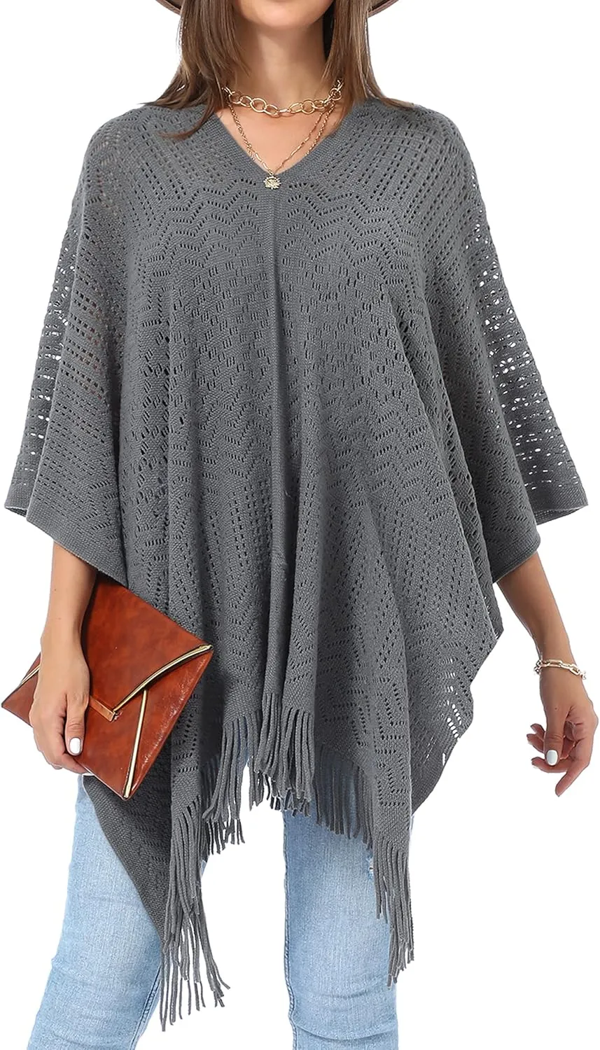 Soul Young Knitted Poncho Sweater for Women Ladies Pullover Wraps Cozy Topper shawl Cape