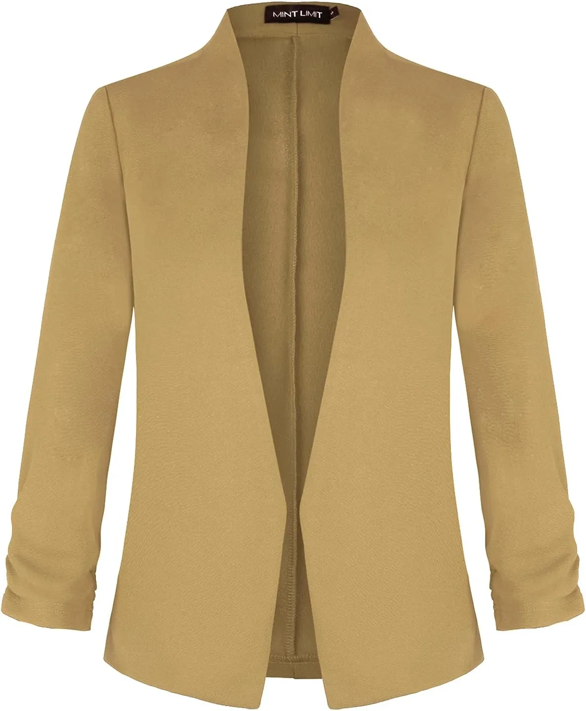 Unifizz Women's Collarless 3/4 Sleeve Lightweight Blazer Slim Work Office Business Jacket