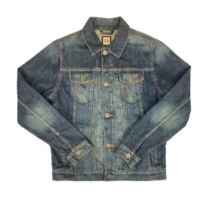 Vintage 90s 00s Blue Hugo Boss Orange Contrast Stitch Denim Jacket S M