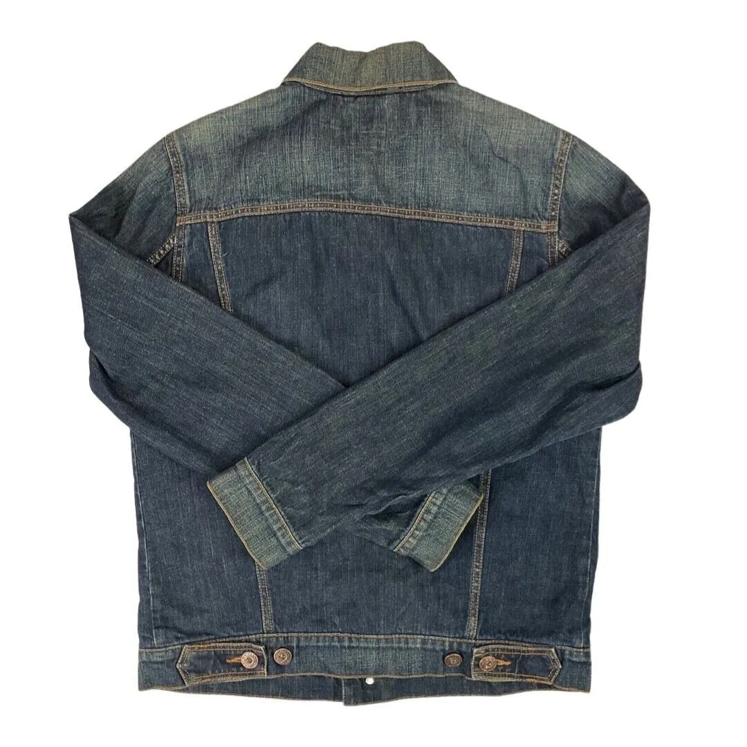 Vintage 90s 00s Blue Hugo Boss Orange Contrast Stitch Denim Jacket S M