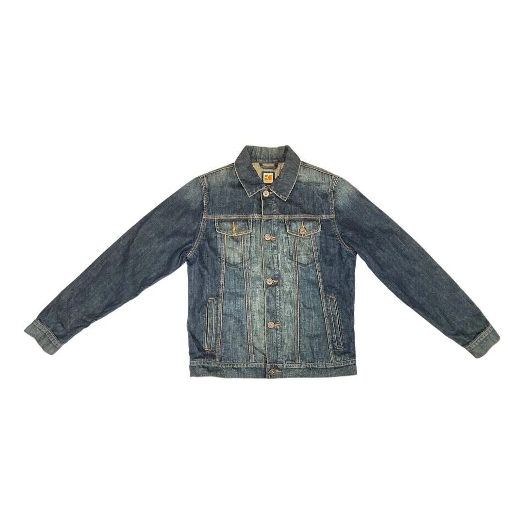 Vintage 90s 00s Blue Hugo Boss Orange Contrast Stitch Denim Jacket S M