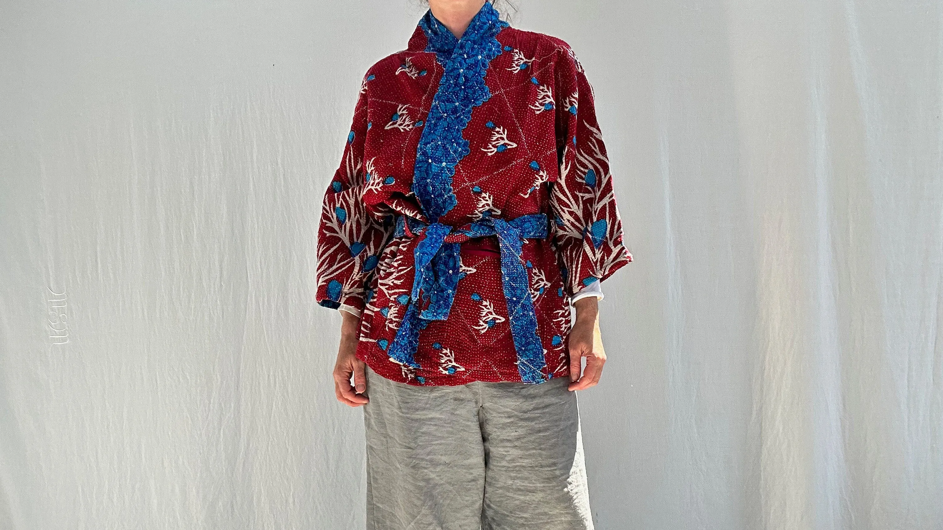 Vintage Kantha Wrap Jacket. Kimono.