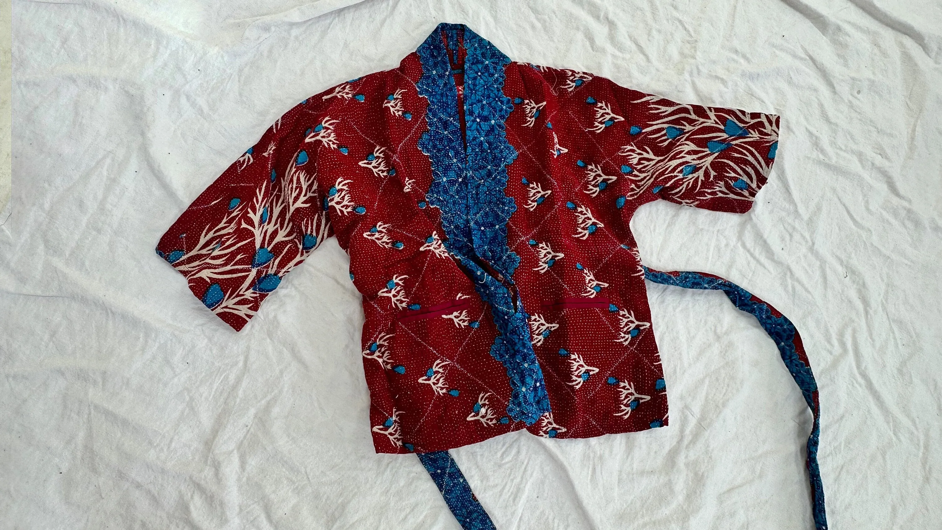 Vintage Kantha Wrap Jacket. Kimono.