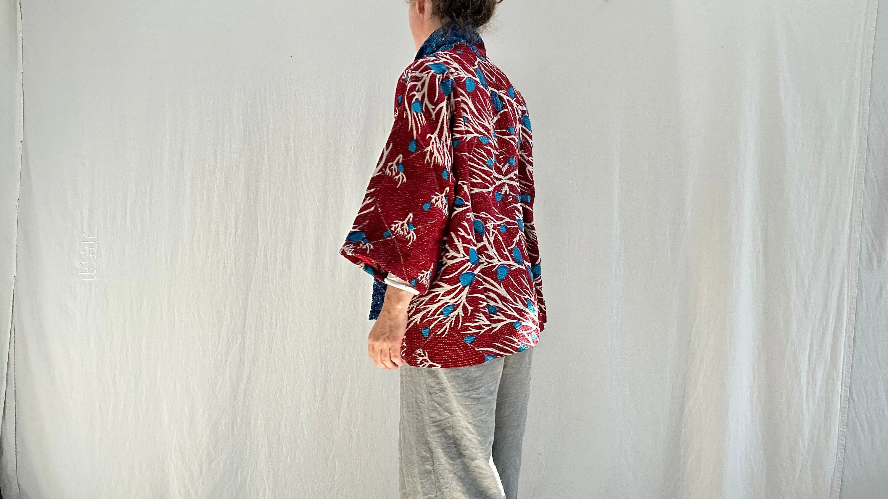 Vintage Kantha Wrap Jacket. Kimono.