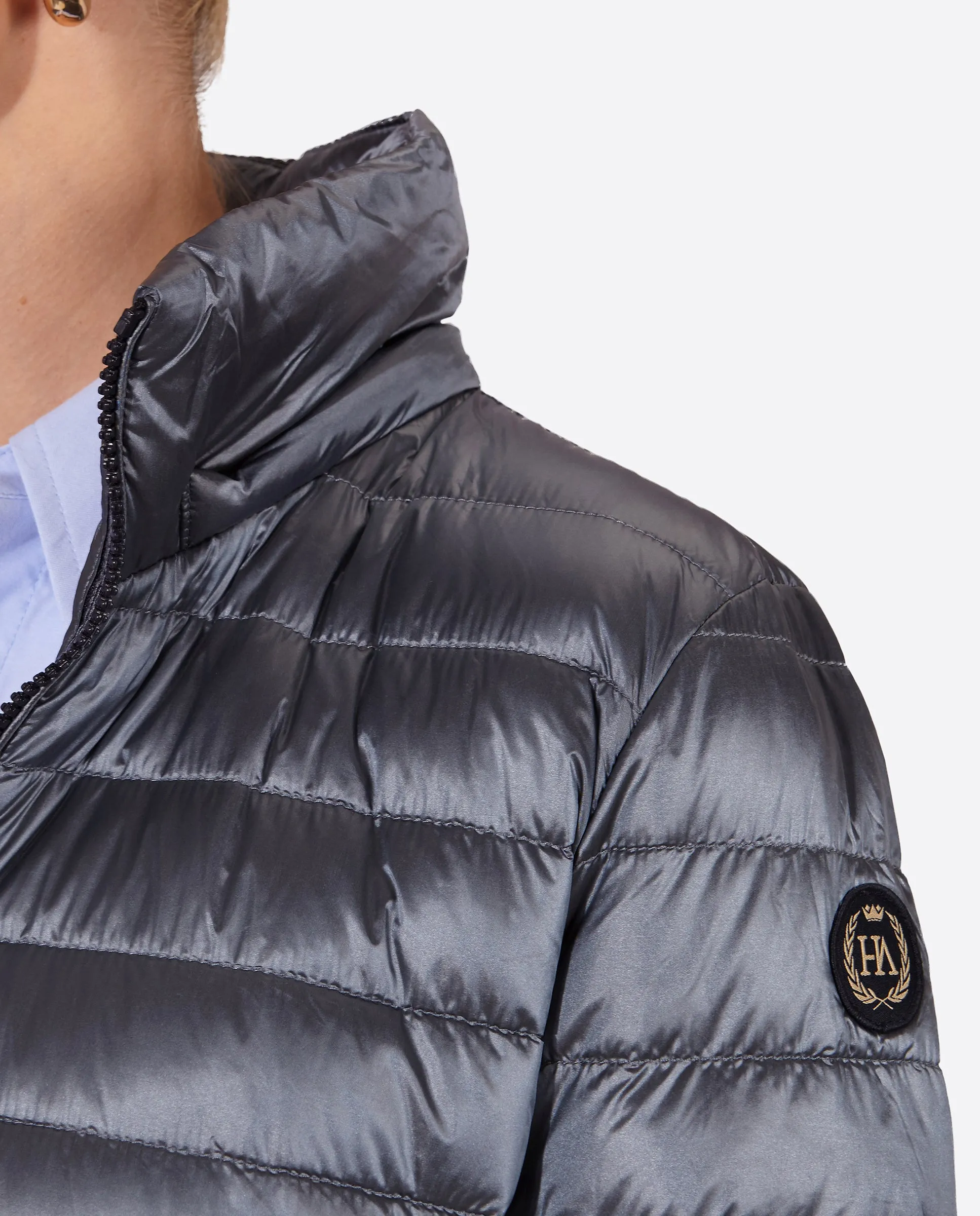 Women's short down jacket HALLEY  STEEL BLUE