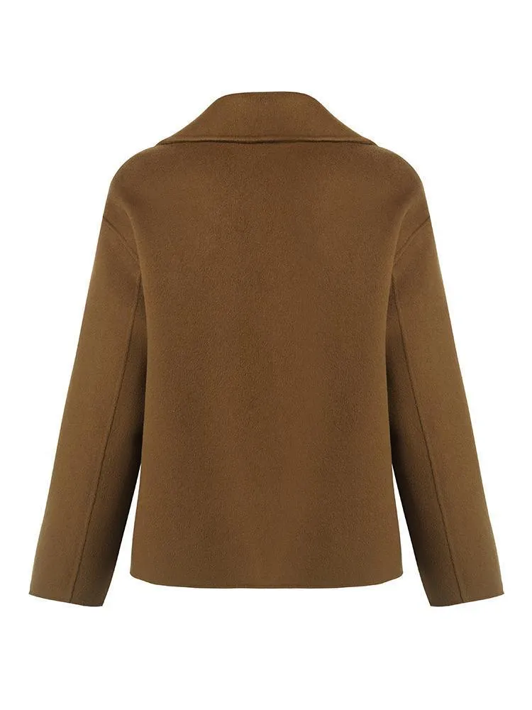 Wool And Cashmere Double-Faced Notched Lapel Short Coat