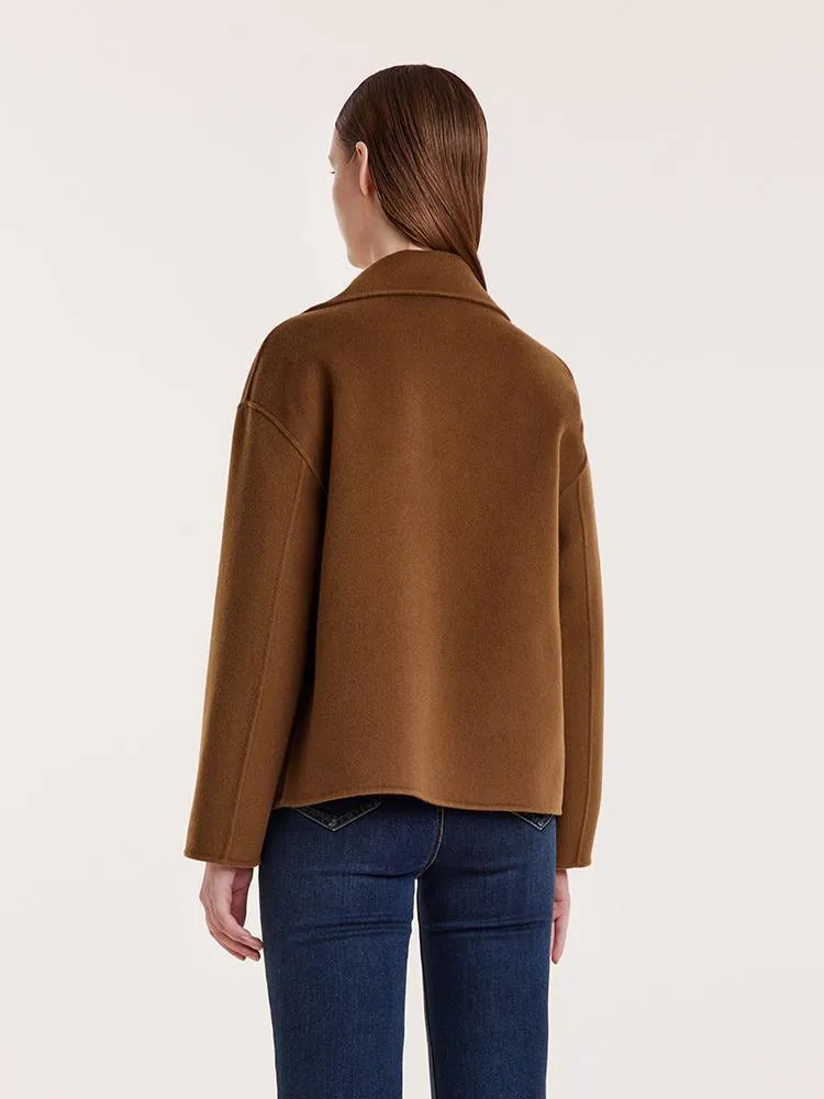 Wool And Cashmere Double-Faced Notched Lapel Short Coat