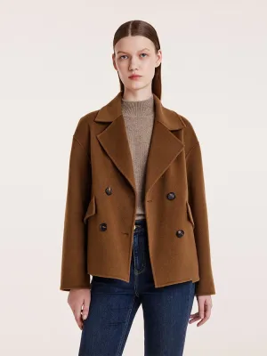 Wool And Cashmere Double-Faced Notched Lapel Short Coat