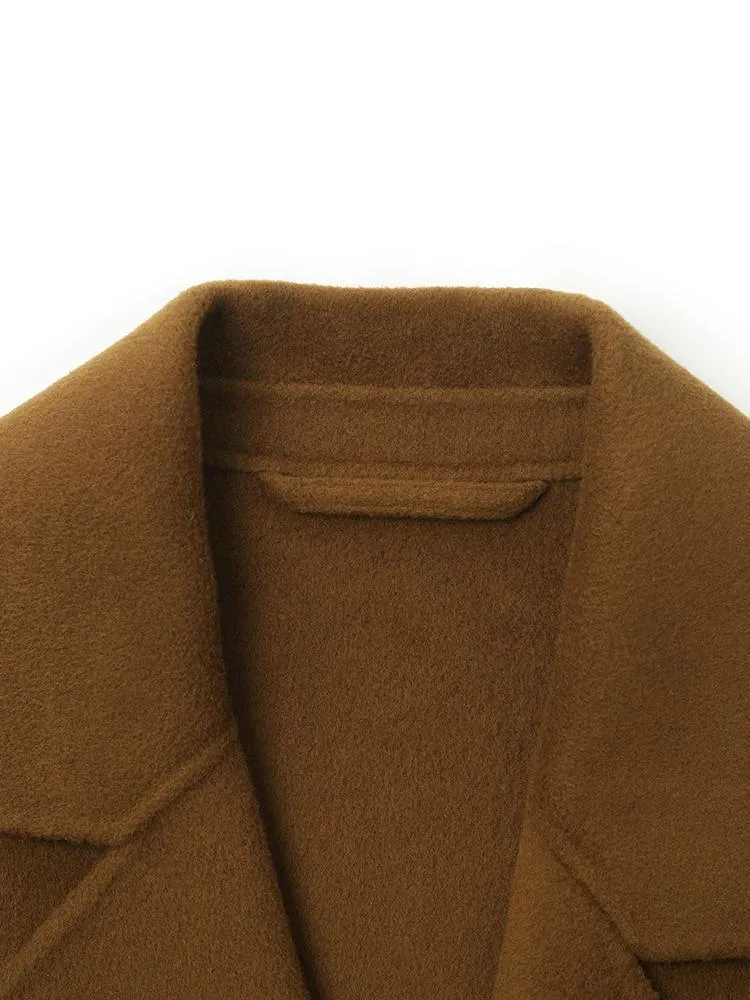 Wool And Cashmere Double-Faced Notched Lapel Short Coat