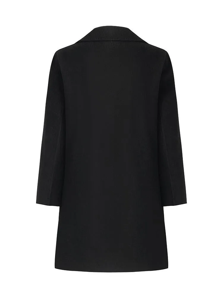 Wool And Cashmere Double-Faced Notched Lapel Women Coat